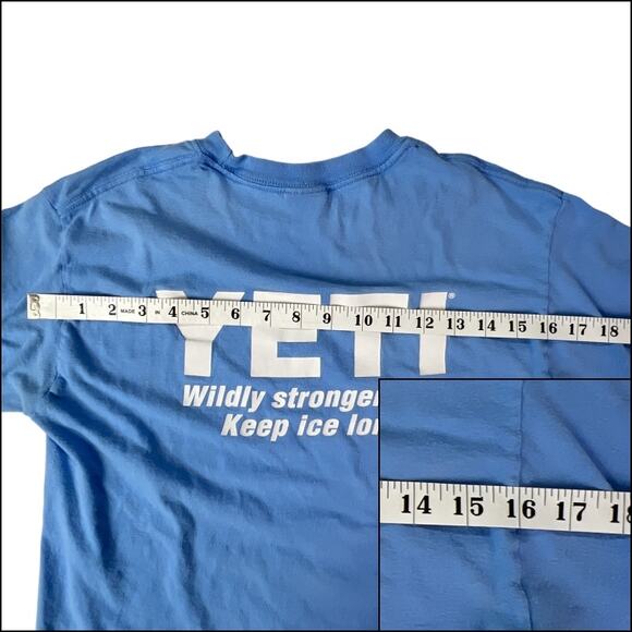 Gildan Crew Neck YETI Printed Both Sides Long Sleeve Tee Shirt Top Size Small - Picture 7 of 10